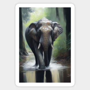 Asian Elephant Oil paint Sticker